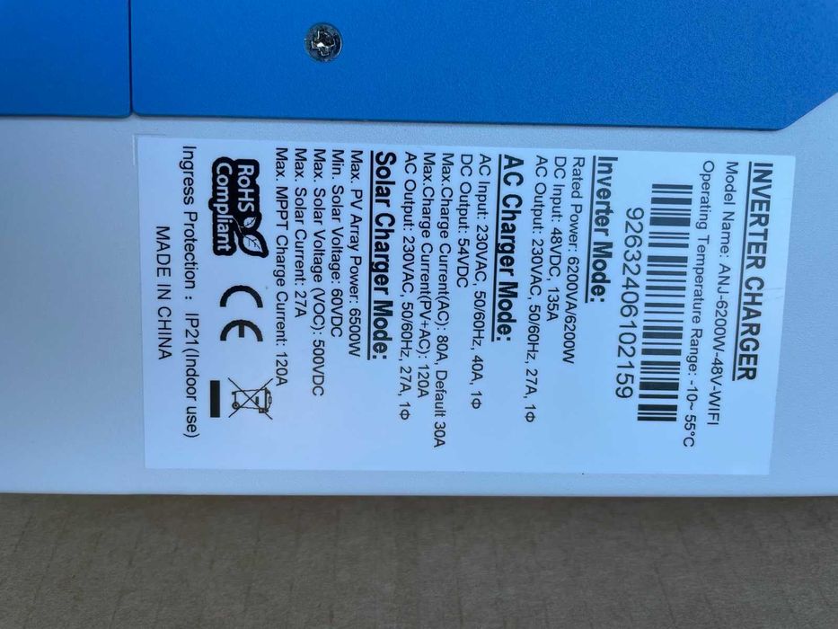 Інвертор гібрідний ANENJI 6,2кВт