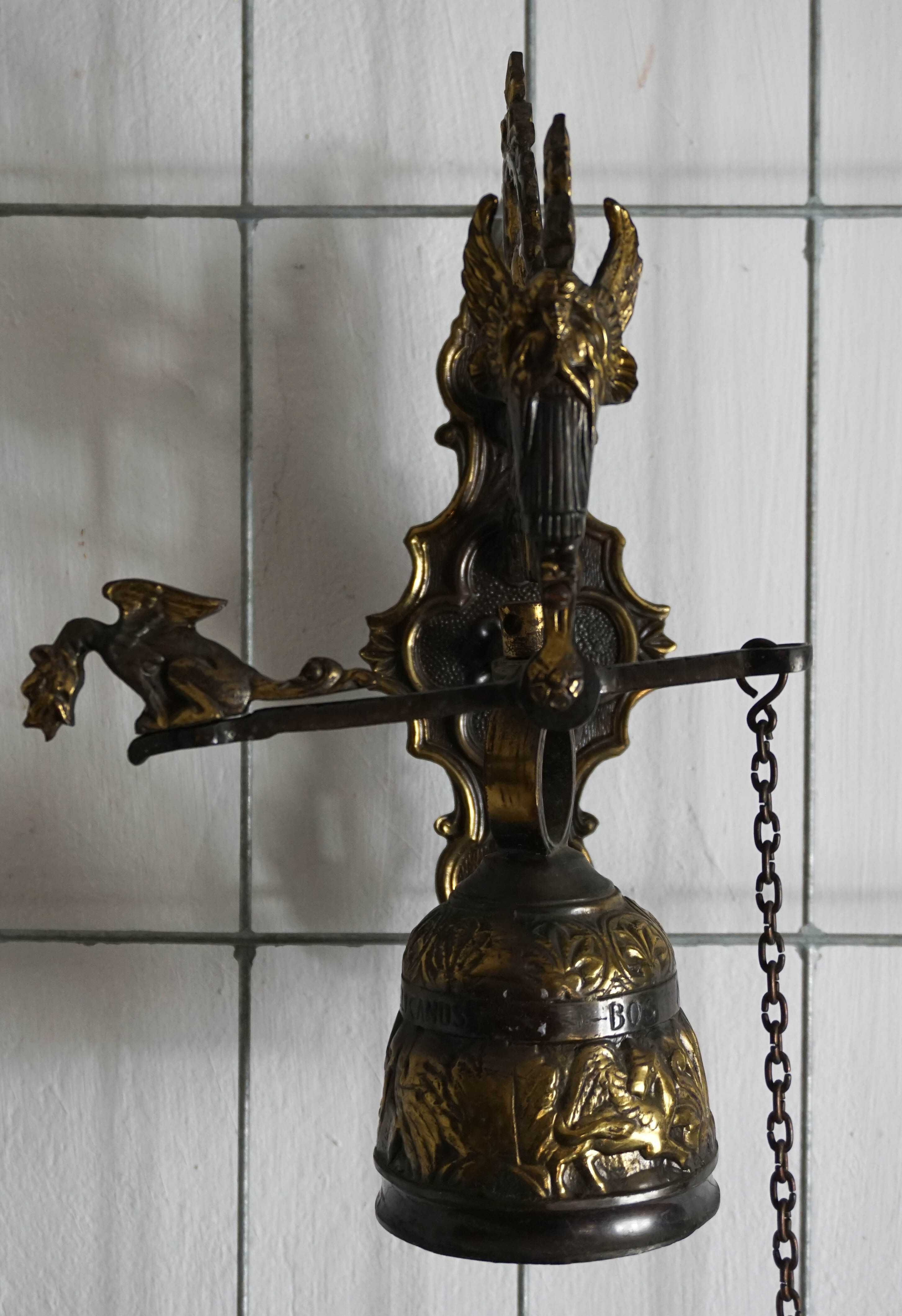 Piękny stary mosiężny dzwonek z Francji