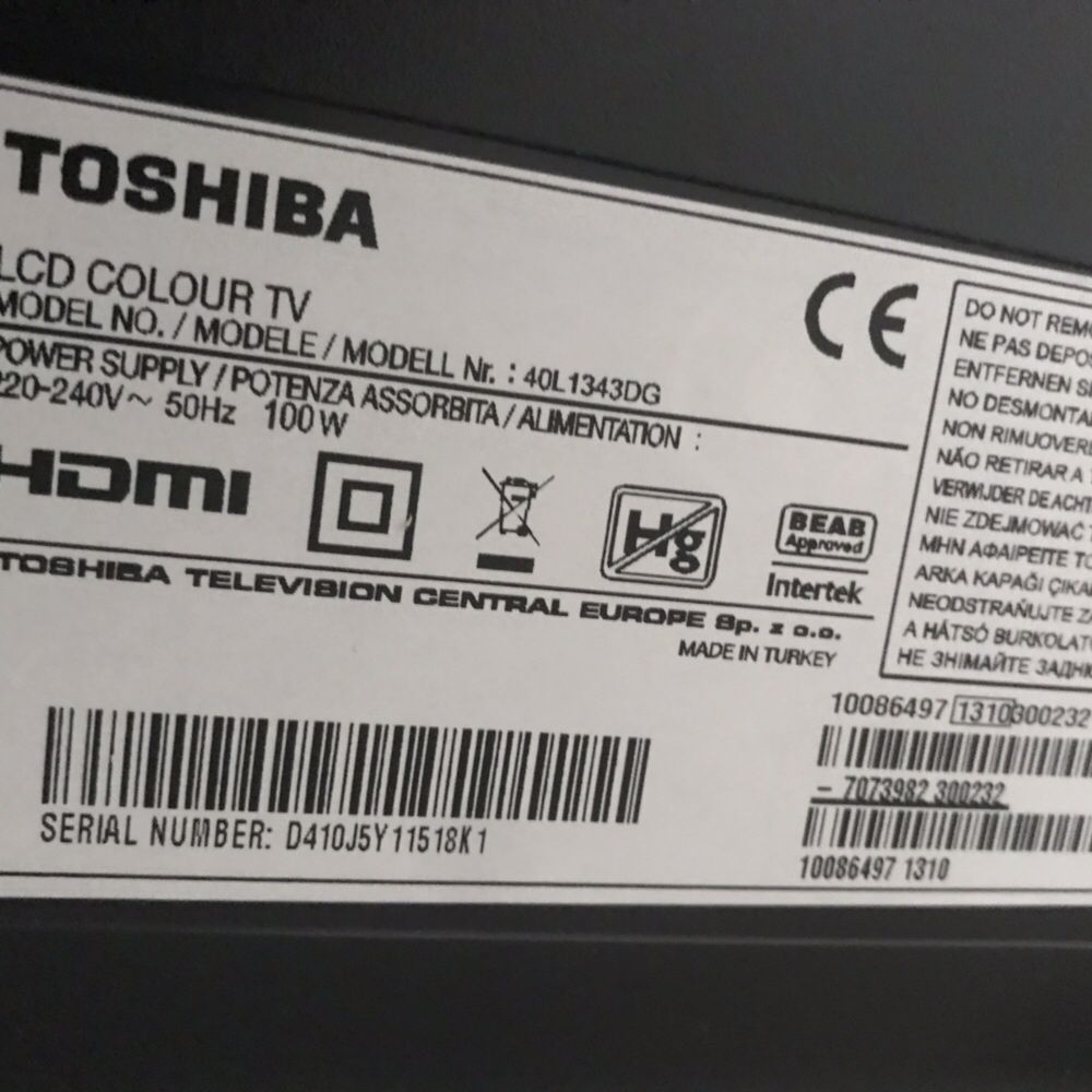 Телевізор Toshiba 40L1343DG