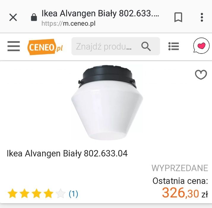 Lampa sufitowa Ikea Alvagen Biały 802.633.04 (2 szt)