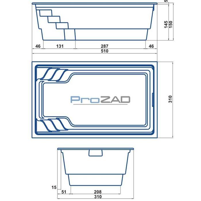 Basen PrimeFiber VENUS 5,1 x 3,1 x 1,5m poliestrowy ogrodowy