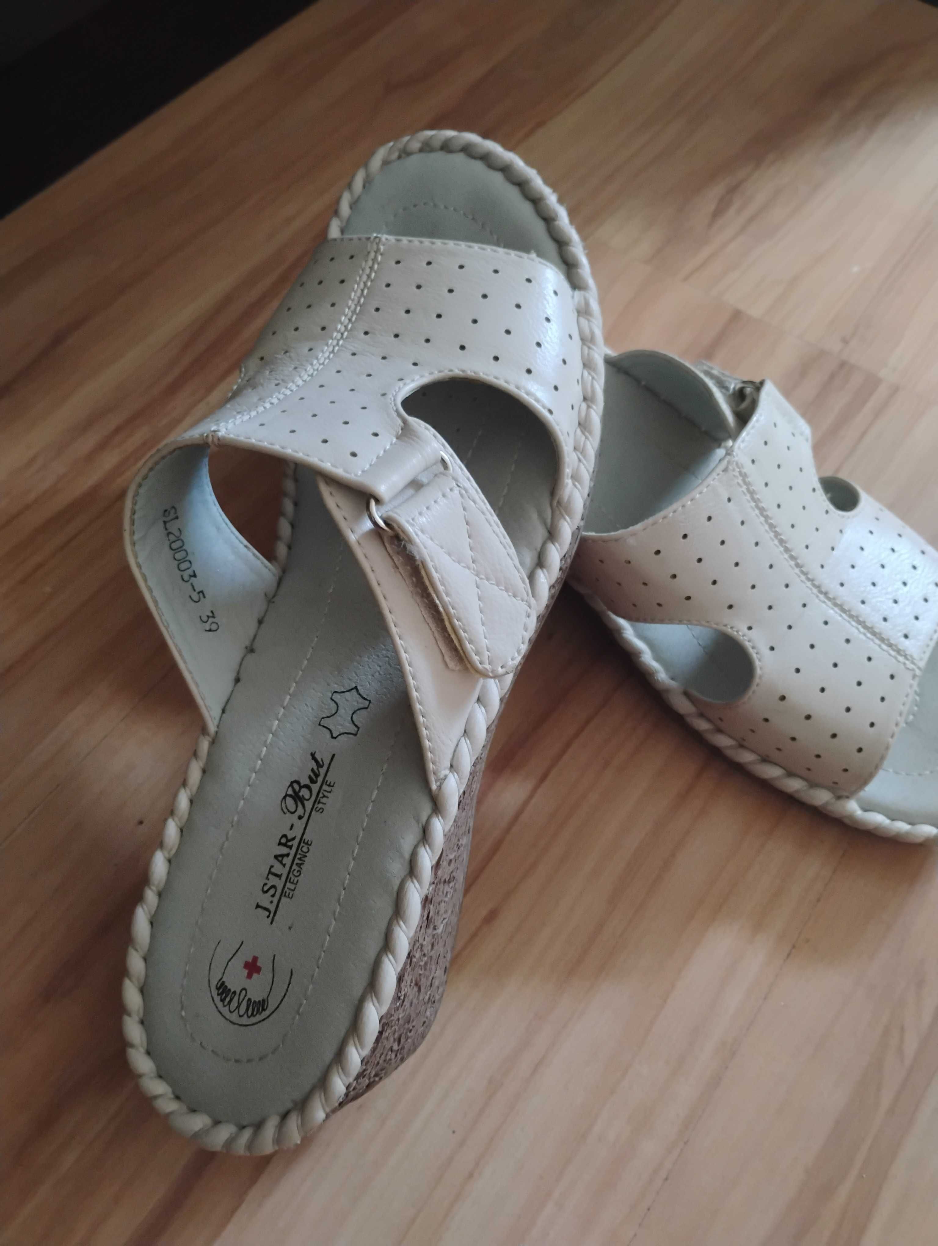klapki skórzane r. 39