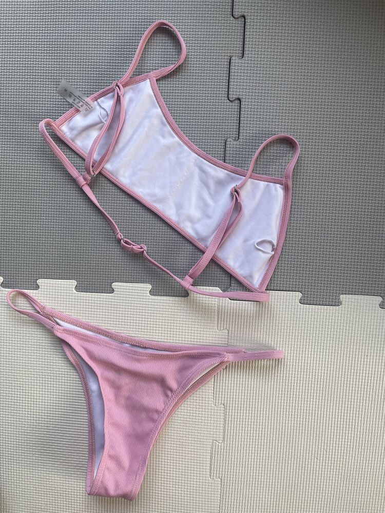 Bikini shein strój kąpielowy rozmiar M różowy prążkowany