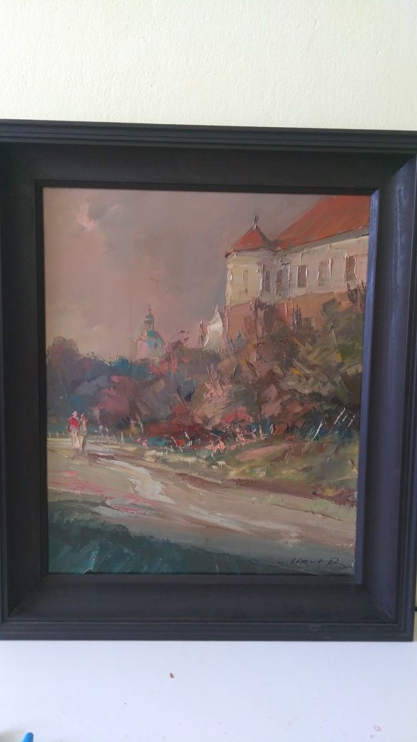 Obraz R. Lizut , Lublin kościół Dominikanów , płótno , olej , 36x48 cm