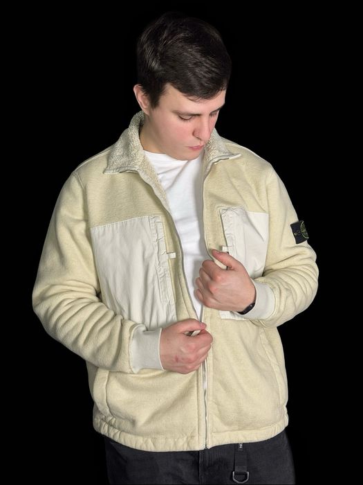 stone island sherpa zip sweat fleece jacket оригинал