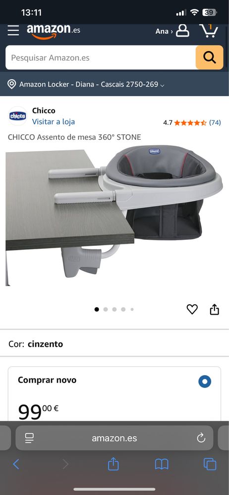 Cadeira de Alimentacao Portatil Chicco 360°