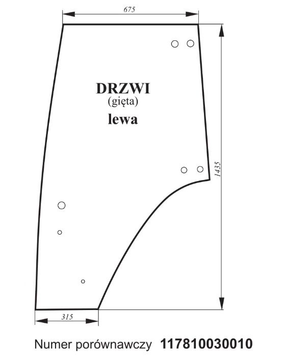 Szyba drzwi lewe Fendt Favorit 509C, 510C, 511C, 512C, 514, 515 ACX039