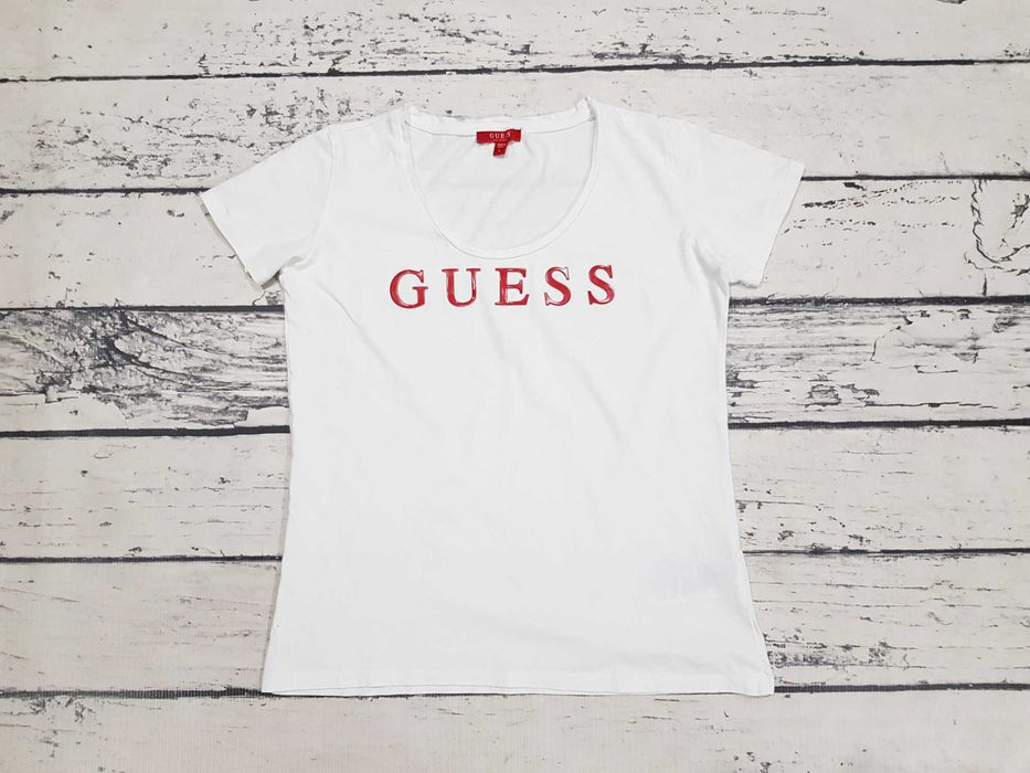 GUESS * koszulka* nadruk * biała * damska * L