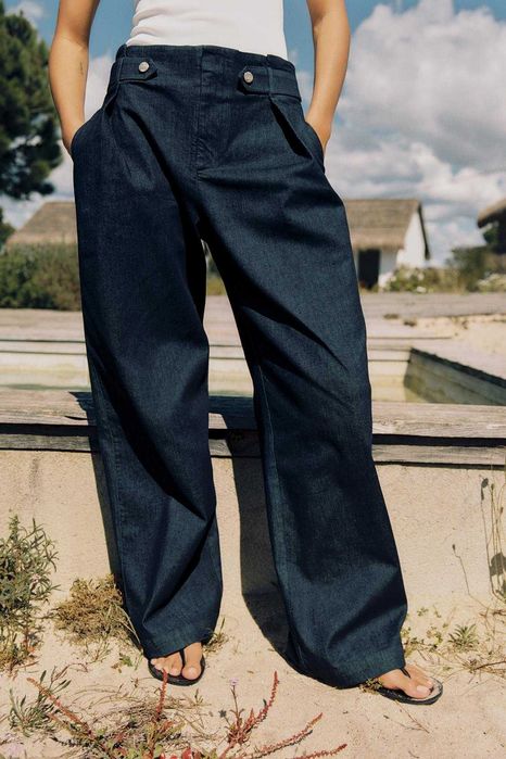 Вільні джинси Wide Leg Paperbag від Zara, XS, M, оригінал