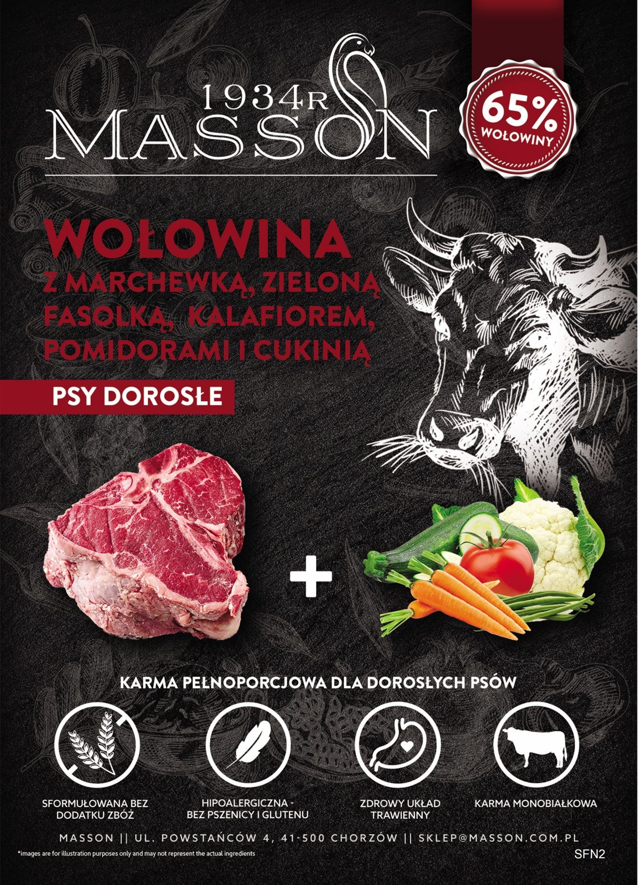 Karma Monoproteinowa Dla Psów Średnich i Dużych Ras 2kg Masson