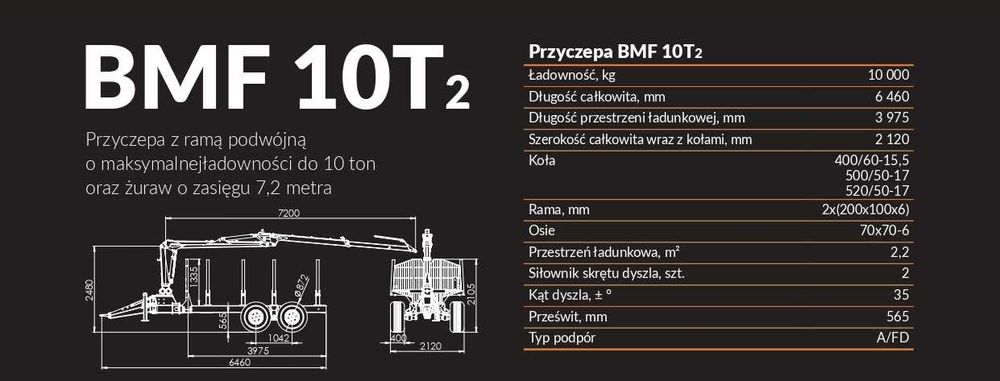 Przyczepa leśna zrywkowa HDS BMF 10 TON Żuraw 720 Nowa Raty% More Mask