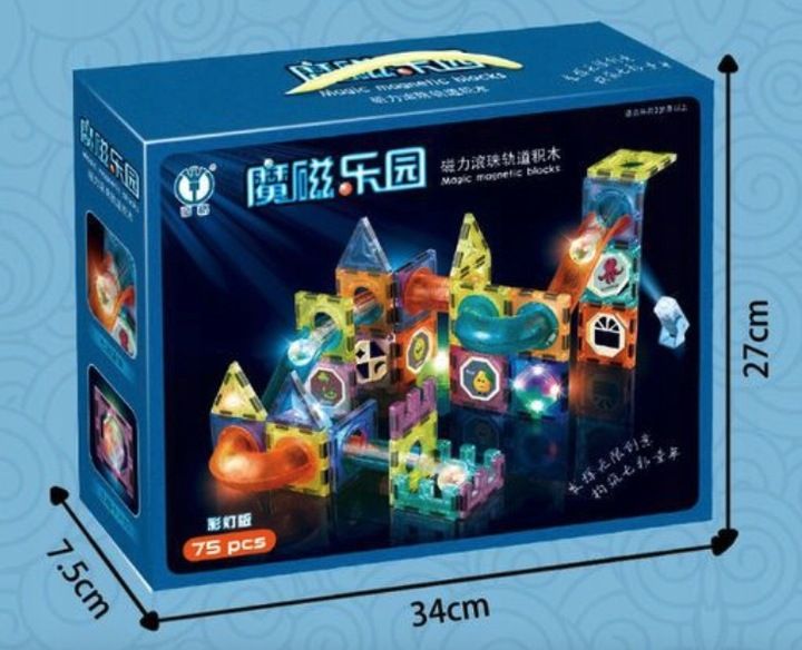 Klocki Magnetyczne 3d Tor Kulkowy Świecący Zestaw