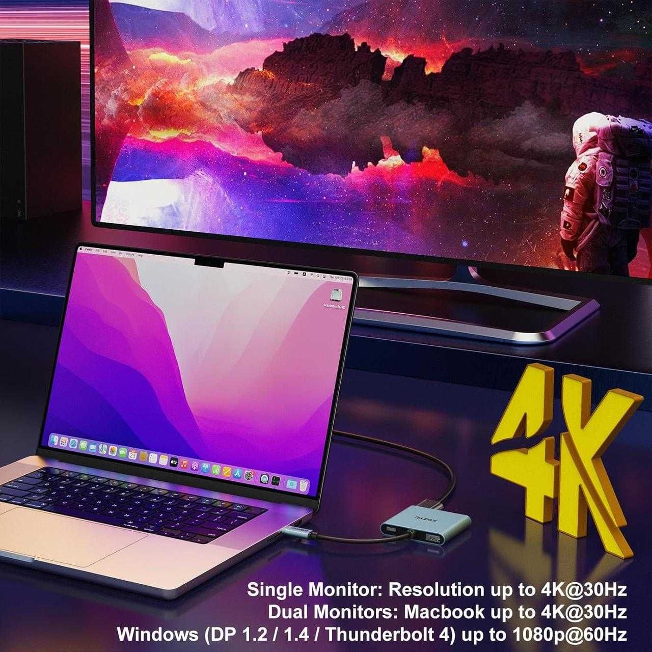 Адаптер USB C на подвійний HDMI з USB, Amazon, Німеччина