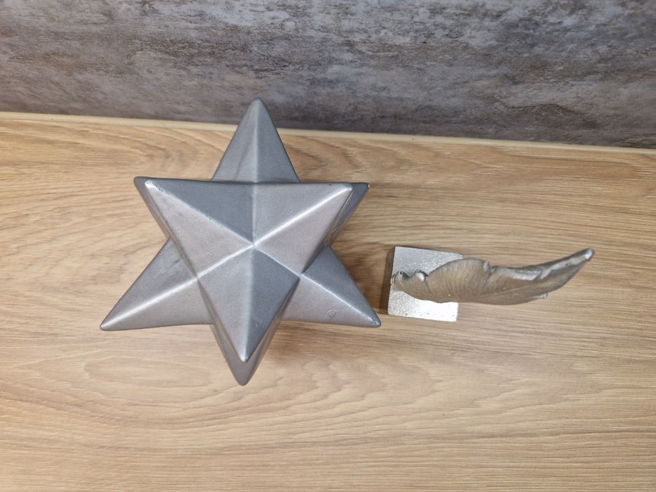 Zestaw ozdob ceramiczna gwiazda + piórko