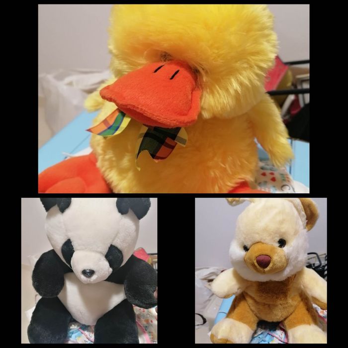 Peluches: Pato,  Panda e Coelho Criança