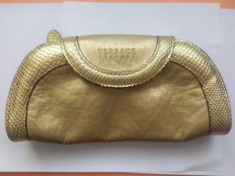 Кланч версаче, сумочка женская, золотого цвета.