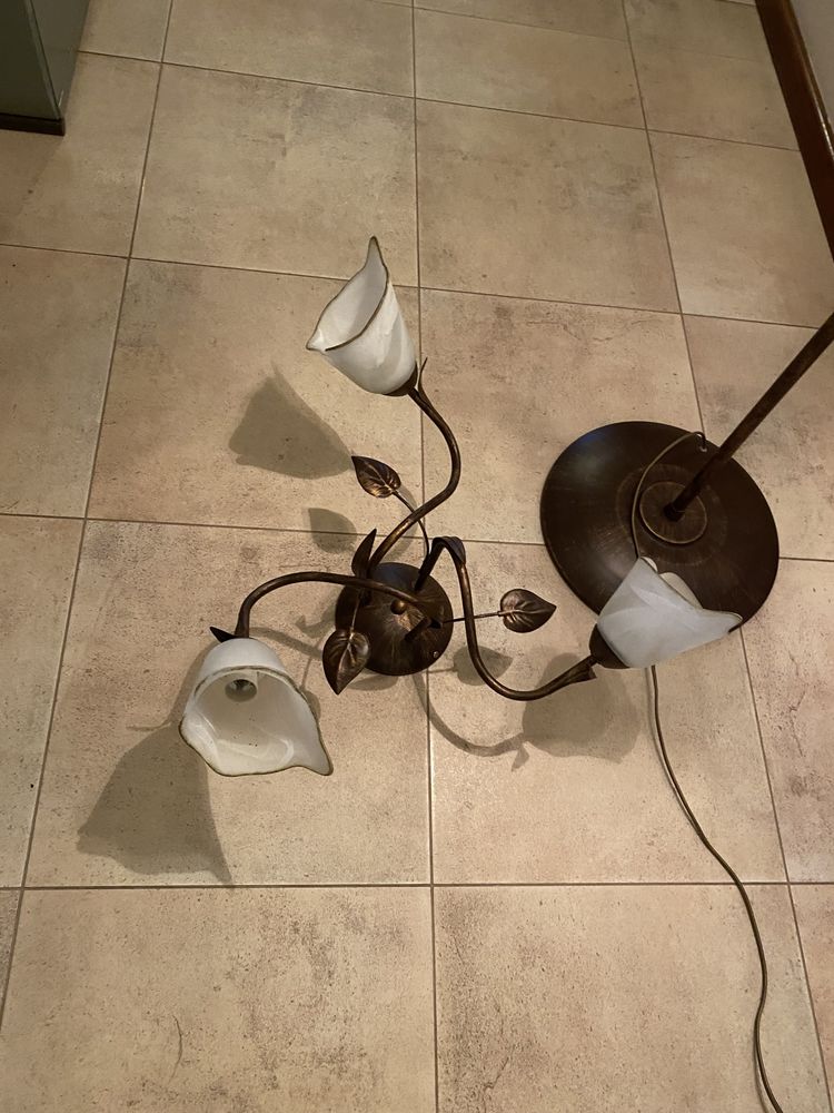 Lampy zestaw - stojąca i żyrandol