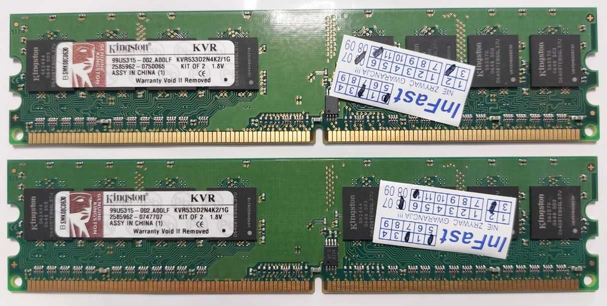 Pamięci DDR2 Kingston 2 sztuki KVR533D2N4/1G