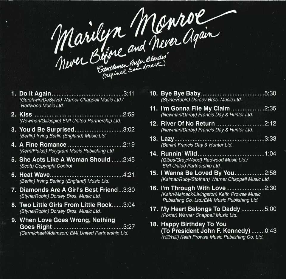 Marilyn Monroe - Never Before & Never Again - CD 1993