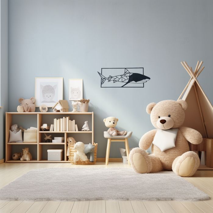 Obraz ażurowy rekin 40x15 cm baby shark dekoracja ścienna czarny