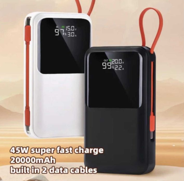 УМБ Павербанк 20000 mAh 45 W для заряджання Macbook Air/Pro,тел Чорний