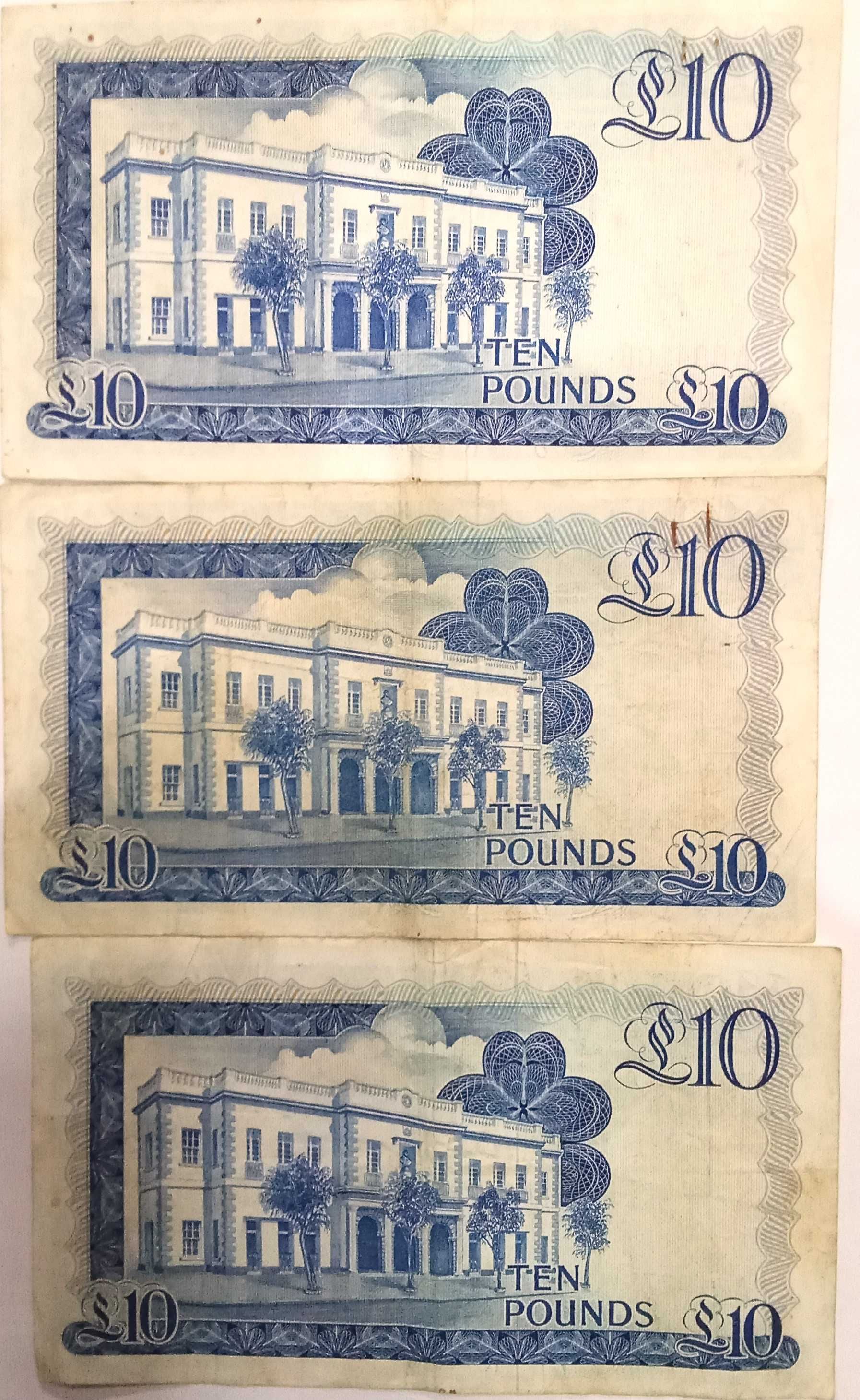 3 Notas de Tem Pounds Governo de Gibraltar de 20 de Nov. 1975