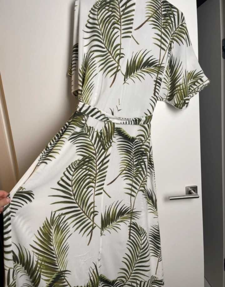 Gratis wysyłka!H&M oversizowa sukienka w palmy liście kimono wiskoza