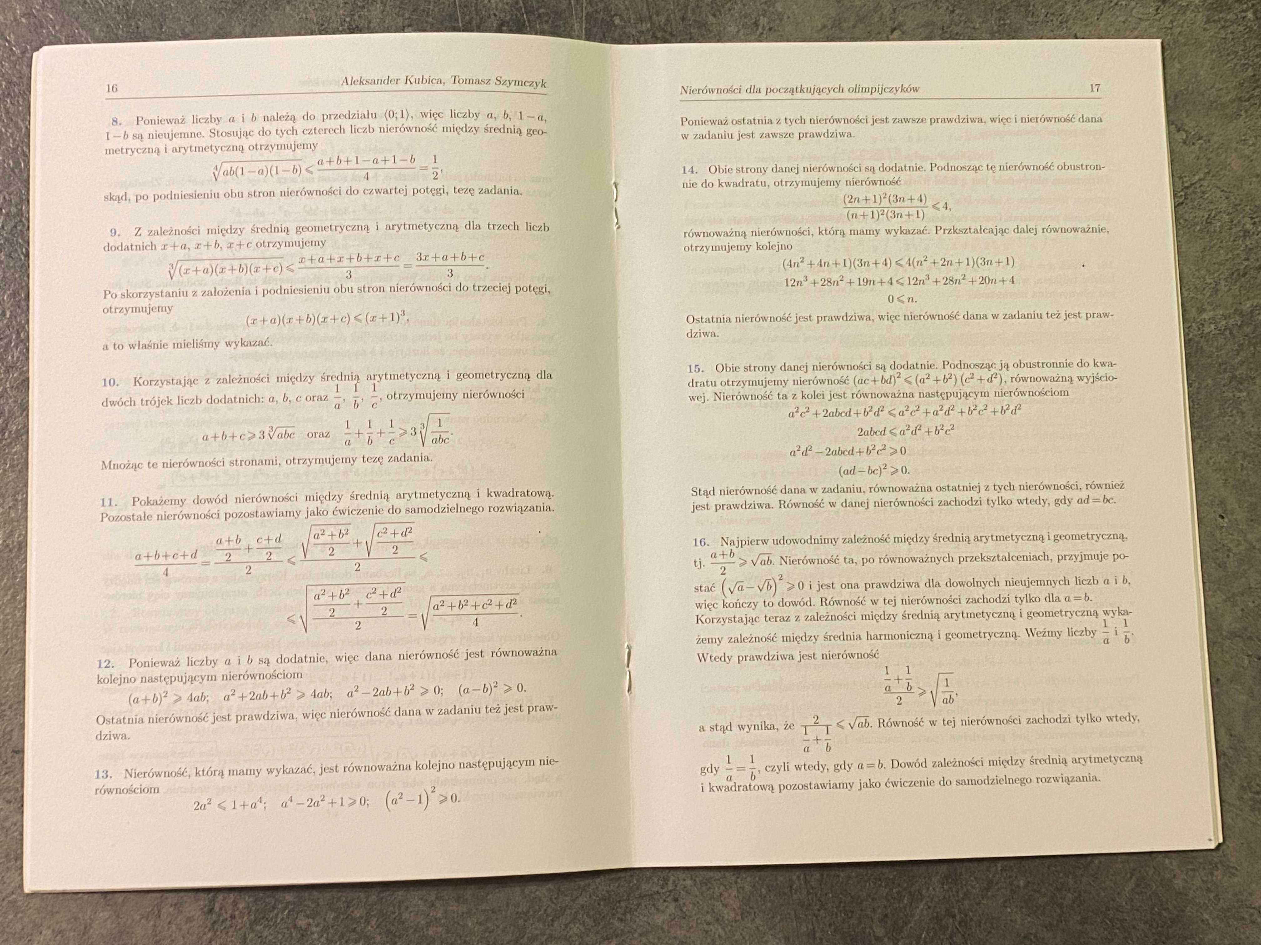 Skrypt Nierówności matematyczne dla początkujących olimpijczyków