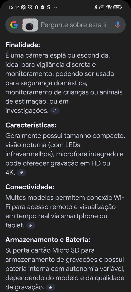 Câmara discreta preta