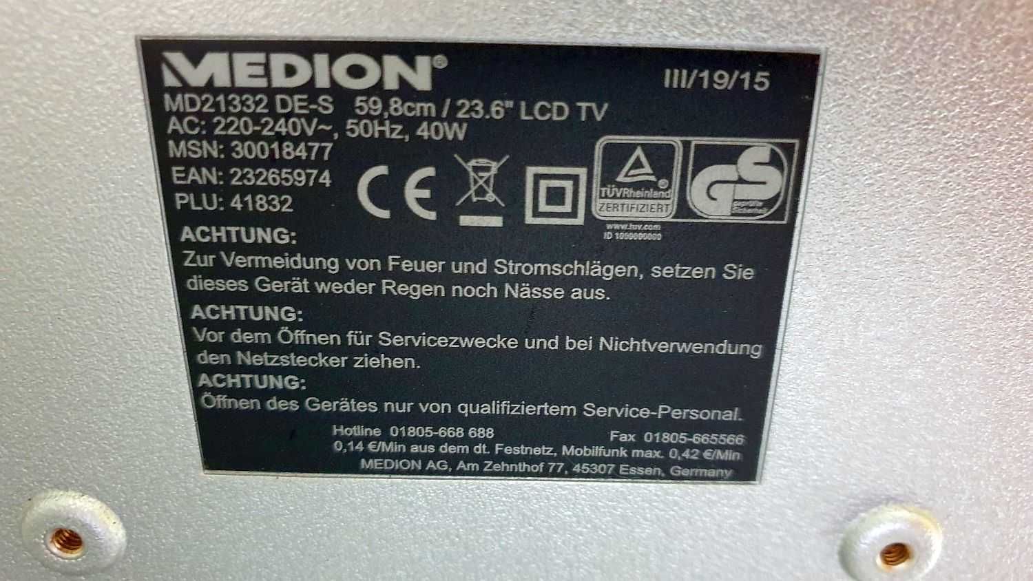 Telewizor Medion MD21332 HDMI Full HD 23,6" cale