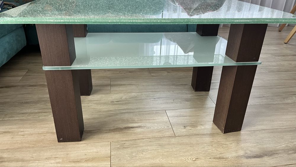 Stół stolik kawowy szklany 100x50 szkło tluczone 18mm