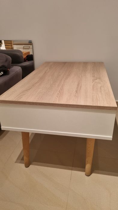 Stolik kawowy biały drewno