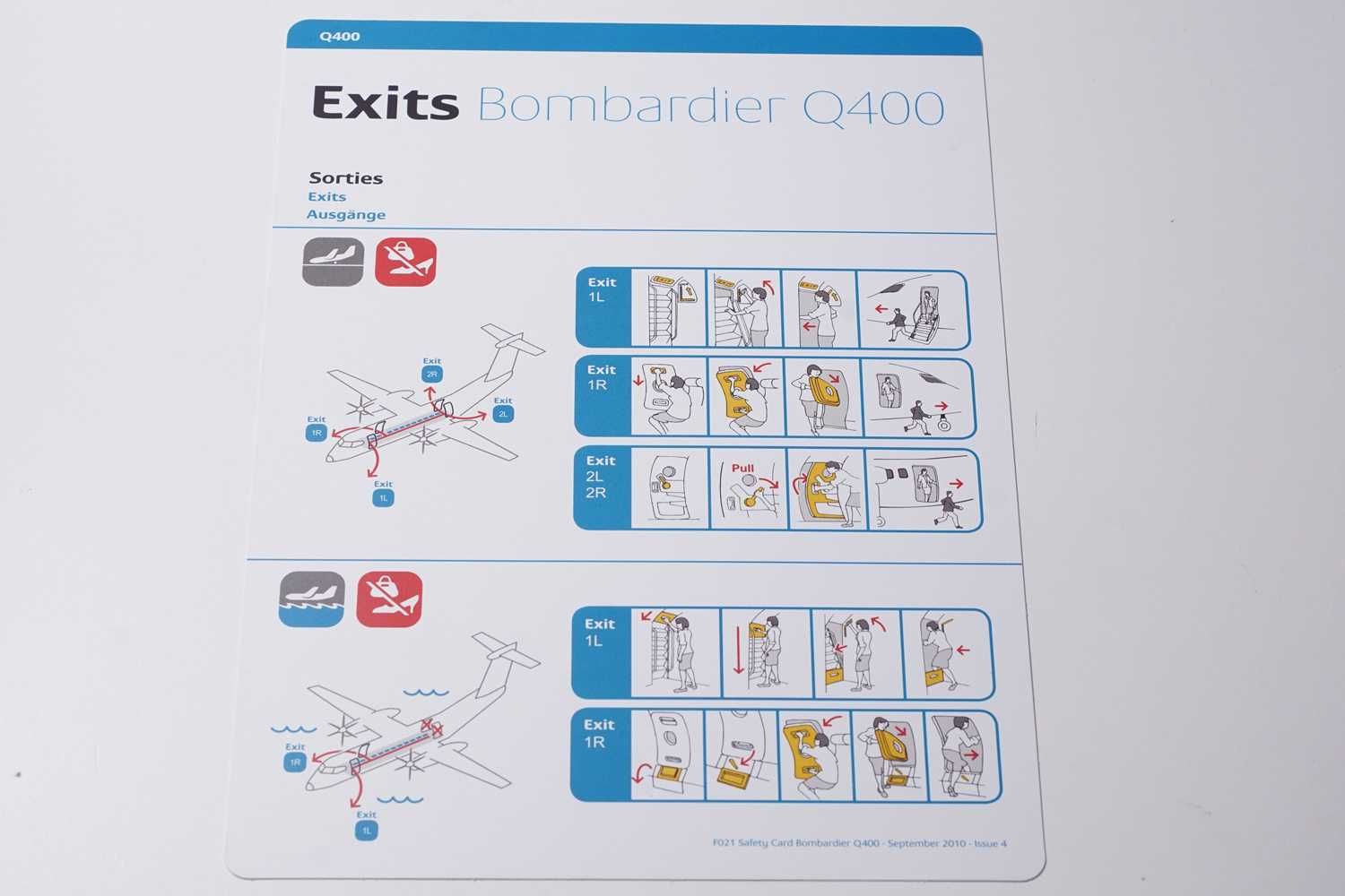 Luxair safety Card Instrukcja bezpieczeństwa Bombardier Q400