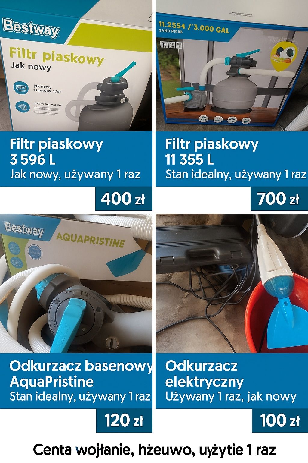 Filtr, pompa,odkurzacz  do basenu Bestway – jak nowe, użyte 1 raz!