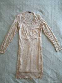 Elegancka koronkowa łososiowa sukienka River Island 36 - 38 jak nowa