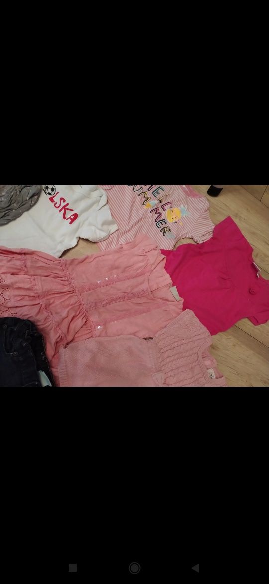 Paka ubrań dla dziewczynki r. 74 spodnie koszulki sukienki