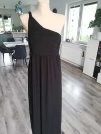 R. 40 czarna sukienka Asos na jedno ramię długa