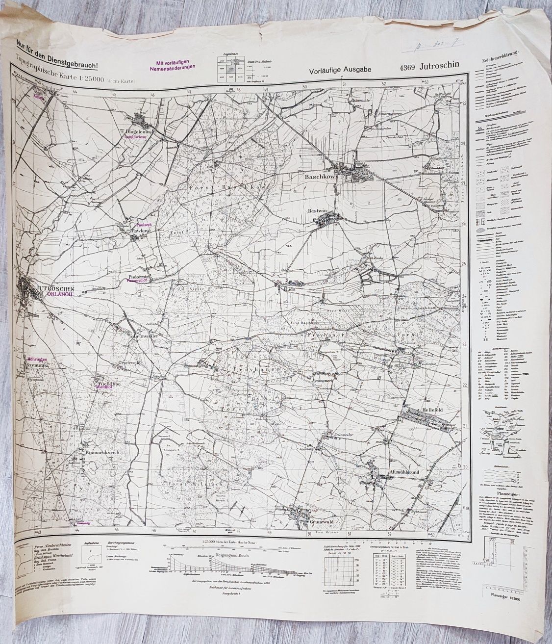 Jutroschin (4369) – Mapa topograficzna w skali 1:25 000 Messtischblat