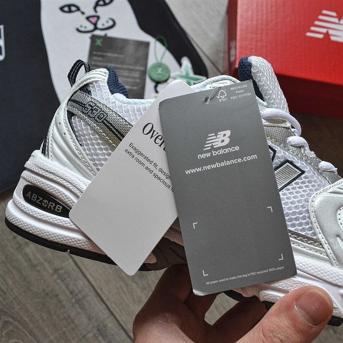 Мужские кроссовки New Balance 'White/Silver/Navy' Размеры 40-44