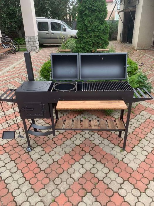 Великий  мангал гриль барбекю з пічкою на 13 шомпурів + ПОДАРУНОК