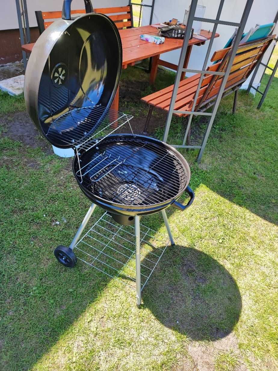 Nowy Mocny Grill ogrodowy węglowy 54cm z pokrywą przenośny Ruszt