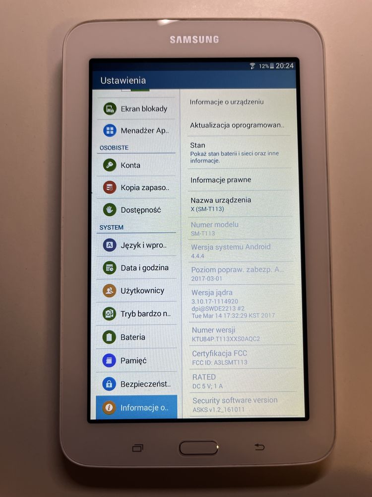 Tablet Samsung galaxy tab 3 SM-T113