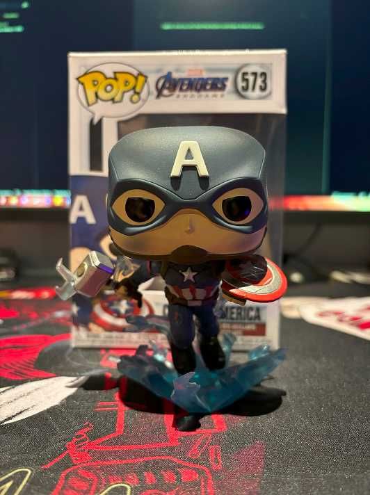Captain America with Electrified Mjolnir and Broken Shield funko pop