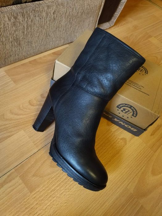 Зимові, шкіряні, жіночі ботильйони, чоботи, полусапожки