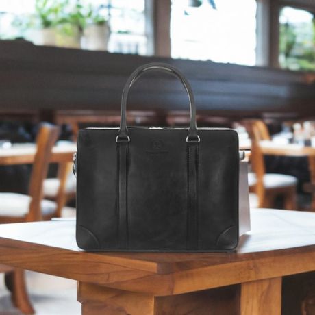Skórzana torba na laptopa 15,6" czarna Paolo Peruzzi slim IN-18-BL