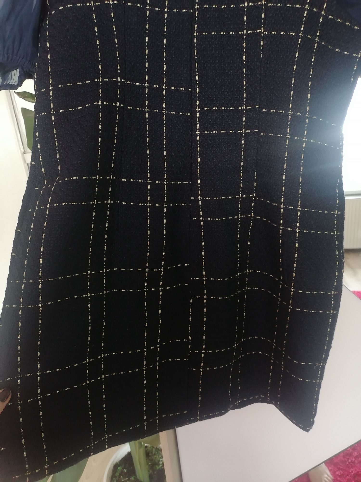 Elegancka sukienka granatowo zlota wesele komunia 44