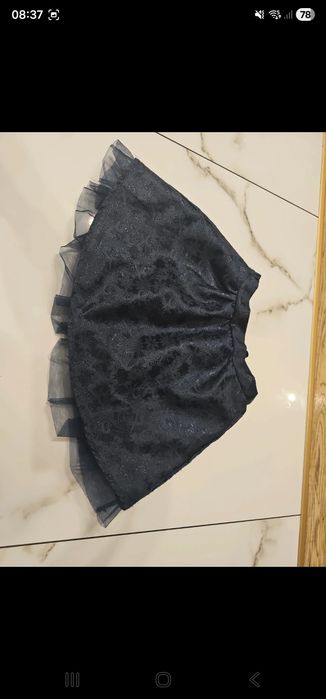 Granatowa elegancka spódniczka tiul błyszcząca 92 98 granatowy na gumc