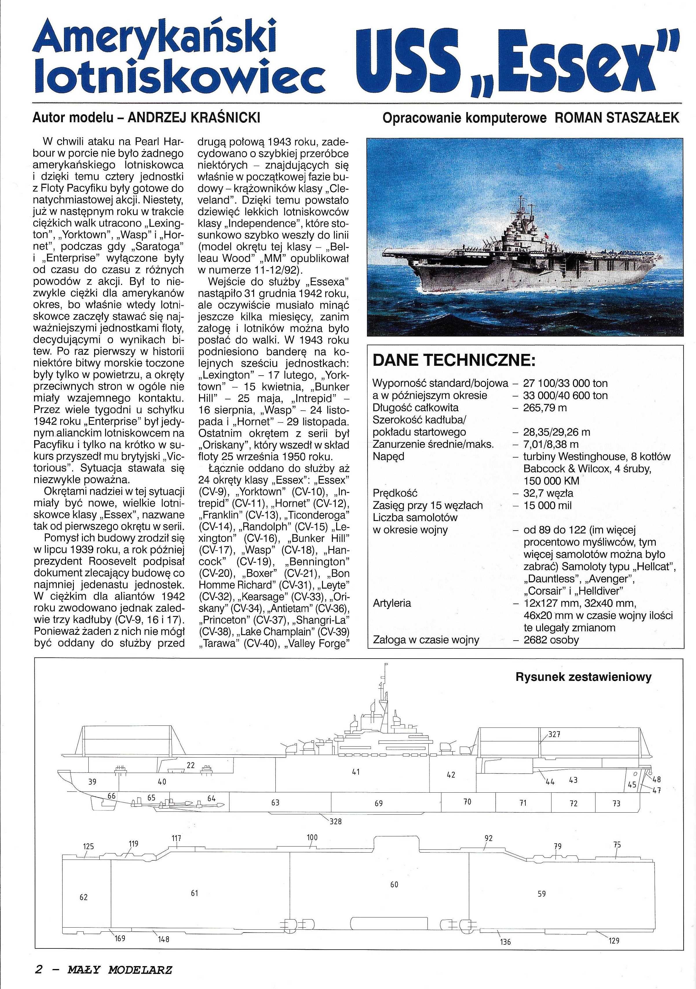 Mały Modelarz 10-11-12_2014 USS ESSEX model 1:300 oryginał