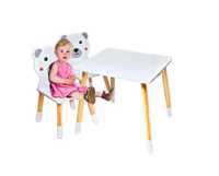 Biały stolik z dwoma krzesełkami miś misie dla dzieci dziecka