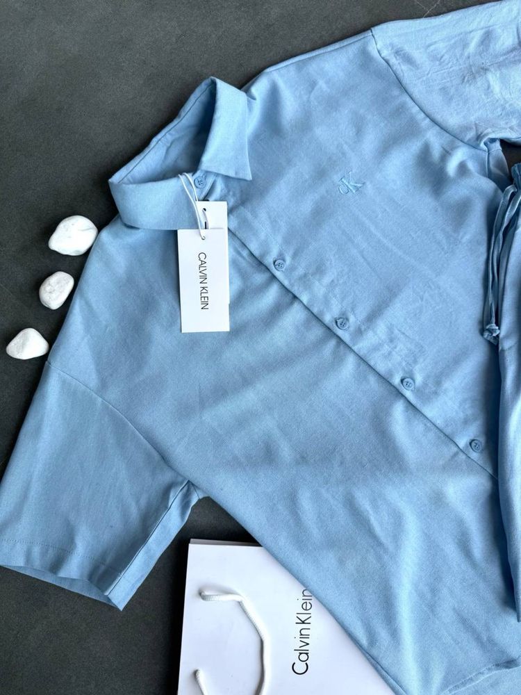 БЕЗ ПРЕДОПЛАТИ Лляний костюм Calvin Klein оригінал блакитний